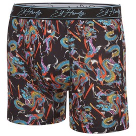 ED HARDY Men's Underwear Boxer Briefs - Comfortable, Breathable, Stylish Design -3 Pack, Dragon, Skulls, Tiger,XLarge