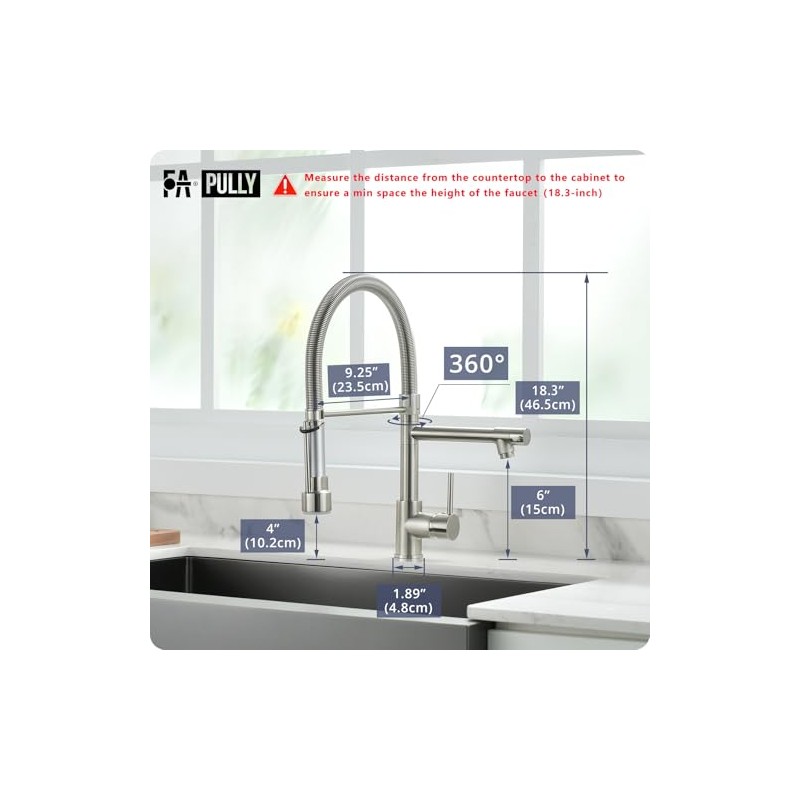 Fapully Pull Down Kitchen Faucet with Lock Sprayer,Single Handle Spring