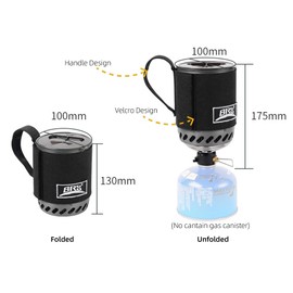 Backpacking and Camping Gas Stove System 0.5L Outdoor Integrated Heat Collecting Pot Jet Burner Set