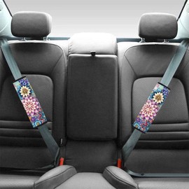Dolyues Mandala Print Adults Seat Belt Pad Cover 2 Pack Car Accessories Women Universal Soft Auto Safety Seatbelt Cushion Comfortable Protector Pads