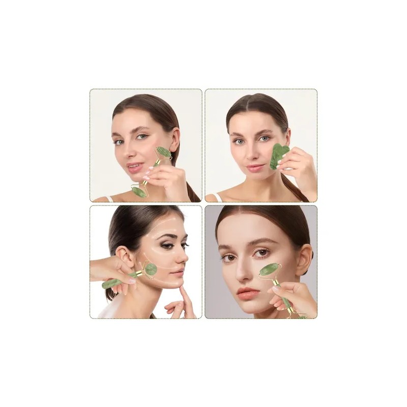 3pzs Belleza Facial Masaje Jade Rodillo De Cuarzo Guasha