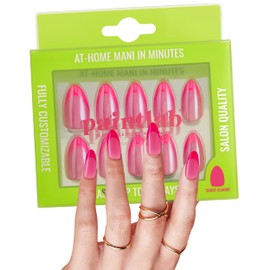 PaintLab Press-On Nails Manicure Kit, Pink Flamingo, 30-Piece Set, Long-Lasting Fake Nails with Glue, File, Prep Pad & Cuticle Stick