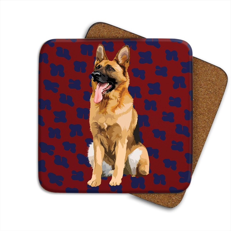 German Shepherd Coaster Set by Artist Leslie Gerry - Set