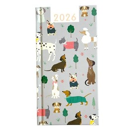 Shineone 2026 Slim Diary Week to View Hardback Cover Year Hardback Fashion Organizer Full Year Planner Cover Diary (Dogs & Puppies)