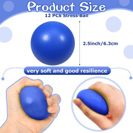 kymqlyw 24 Pcs Blue Foam Stress Ball Squeeze Stress Relief Balls for Kids and Adults Hand Exercise Sensory Squishy Relief Toys for Anxiety ADHD Autism （Blue）
