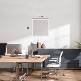 U Brands Farmhouse Linen Bulletin Board, 14"x14", White Metal Frame, Industrial Grade Pinning Surface