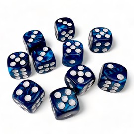 Luck Lab 10 Piece D6 Dice Pack - 16 mm Acrylic Six Sided Dice for RPG MTG DND Dice Table Games and Board Games (Blue Pearl)