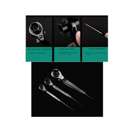 LBY 2-Pack Hexagon Scaffold Quick Wrench, 19mm/22mm Ratchet Spanner Ratcheting Socket Wrench Tool, Double Ended Socket Ratcheting Scaffold Wrench, Pointed Tail Black