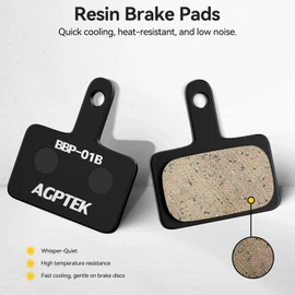 AGPtek Pastillas de Freno para Bicicleta, Pastillas de Freno de Alto Rendimiento, Pastillas de Freno de Disco y Resorte para Frenos de Disco de Bicicleta de montaña (Negro Resina-4 Pares)