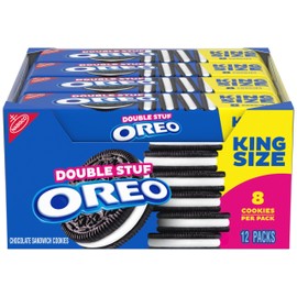 OREO Double Stuf Chocolate Sandwich Cookies, King Size, 12 Snack Packs (8 Cookies Per Pack)