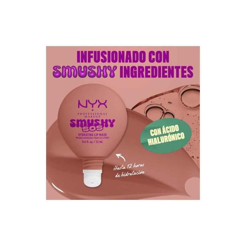 NYX Professional Makeup, Smushy SOS, Mascarilla Hidratante para Labios, Tono