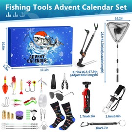 MOVINPE Fishing Advent Calendar for Adult Men Teen Boys, 2024 Fishing Tools Accessories Kit Christmas Countdown Gifts, 24 Days of Fishing Accessories and Gear Surprises for Fishing Lovers