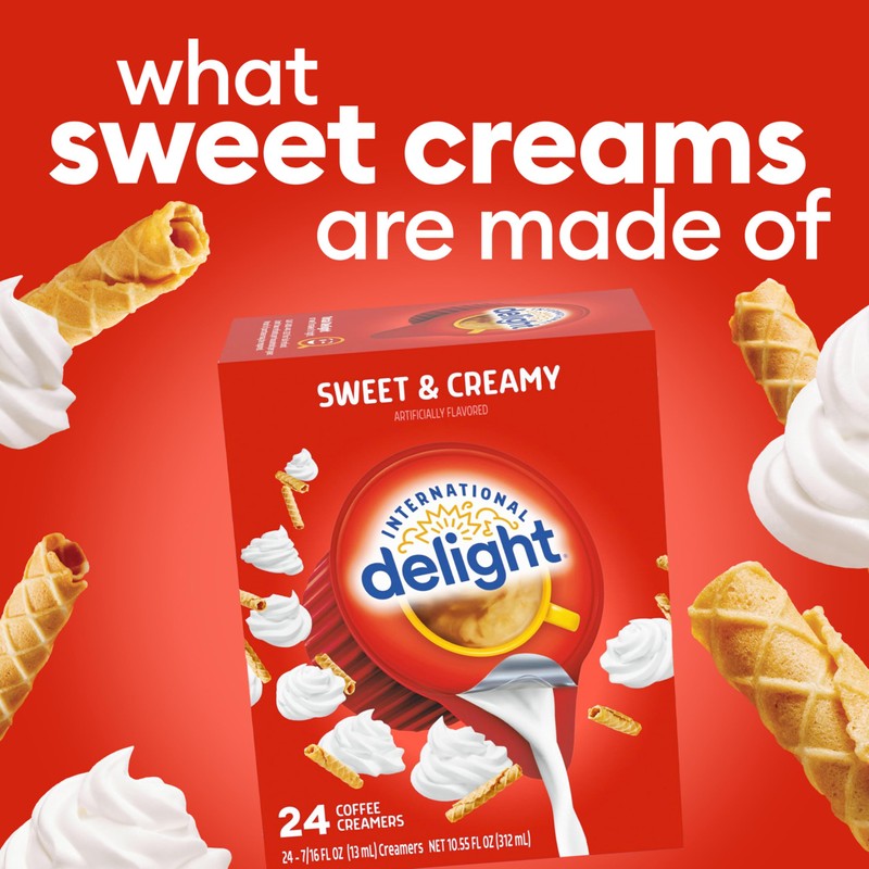 International Delight Coffee Creamer Singles, Sweet & Creamy, Shelf Stable