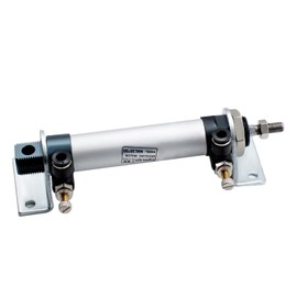 SRJQXH 20 mm Bar Diameter 50 mm Hub Pneumatic Air Cylinder, with a Pair of LB Bracket Sockets, a Pair of Black 6-01HS Throttle Valves and a Y Connector, Air Cylinder