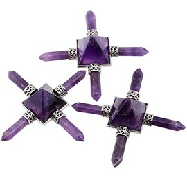 Nupuyai Nupuyai Energie Generator Pyramide 4 Punkte Amethyst Kristall Energiegenerator Heilstein fr Reiki Meditation