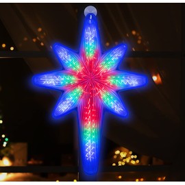 LAMPHOME 20" 44 LED Bethlehem Star With Movement,3D Bethlehem Star digital flash-Shooting Star - Hanging Outdoor Christmas,Use for Holiday Decoration, Porch Light, 3D Fixture, Advent Star (Multicolor)