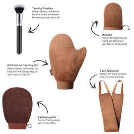 Sanfery Self Tanning Mitt Applicator Kit - Sanfery 5 Pack Tanning Mitts Self Tanner Mitt Applicator Kit Self Tan Mitt Kit with Tanning Glove, Back Applicator, Mini Tan Mit, Exfoliating Mitt, Brush