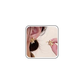 Aneneiceera Vintage Metal Iris Stud Earrings Gold Metal Flower Earrings Filigree Petal Earrings Minimalist Floral Earrings Iris Flower Charm Earrings Jewelry for Women (Gold)