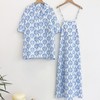 Patterned Resort Couple Look: Men's Shirt & Women's Dress Set (White Blue) (Men's Free Size, Women's Free Size)