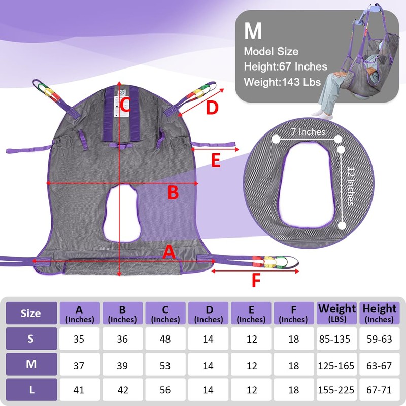 EZ Assistive Patient Lift Sling with Commode Opening, Patient Aid