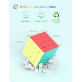 ROXENDA Speed Cube-4x4x4 Stickerless Magic Cube Macaron Vivid Color Fast Cubing for Classroom Training Puzzle Toy Cube for Kids Adult as Gift