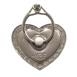 Rohans RK TECH Phone Ring Bracket holder, Love Heart Diamond Shape Finger Grip Stand Holder Ring Car Mount Phone Ring Grip Smartphone Ring stent Tablet (Heart Silver)