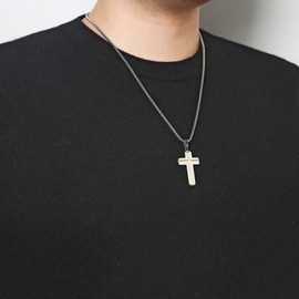 HZMAN Cross Necklace for Men Women High Polished Stainless Steel Cross Pendant Christian Faith Jewelry Gift, Stainless Steel, No Gemstone