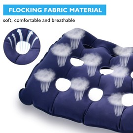 Worldity 2 Pack Inflatable Seat Cushion & Back Cushion Set, 16 & 9 Porous Design with Hand Pump for Pressure Relief, Portable Comfort Waffle Cushion for Wheelchair, Office Chair, Car Seat and Travel