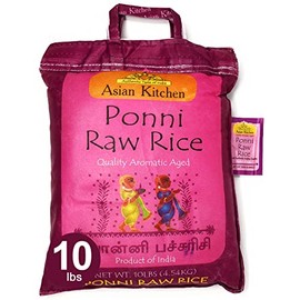 Asian Kitchen Ponni Raw Rice 10-Pound Bag, 10lbs (4.54kg) Short Grain Rice ~ All Natural | Gluten Friendly | Vegan | Indian Origin | Export Quality