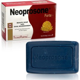 NEOPROSONE| Jabón Exfoliante y Blanqueador en Barra | Exfoliante facial y corporal con granos de albaricoque | Reduce manchas oscuras e impurezas, suaviza e hidrata la piel | 80 g
