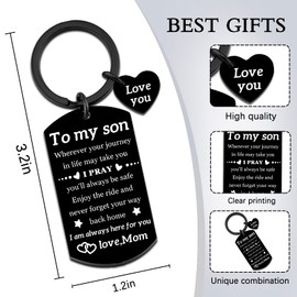 To My Son Keychain Son Gifts from Mom Birthday Gifts for Sons Adult I Love You Gift for Stepson Graduation Thanksgiving Christmas Fathers Day Gift Best Sons Keyring