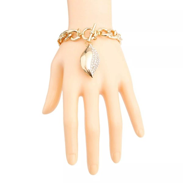 Vera Gold Curved Oval Charm Bracelet