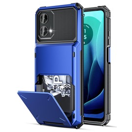 COOYA for Moto G 5G 2024 Case Wallet 5 Credit Card Holder Slot Flip Cover Wallet Case Back Pocket Dual Layer Protective Hard Shell TPU Rubber Bumper for Moto G 5G 2024 6.6-in Blue