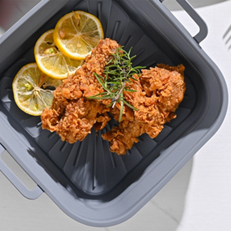 2PCS Fryer Silicone Liners 8in Square Odourless Thickened Foldable Fryer
