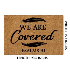 NICESIR Welcome Mat We are Covered Psalms 91 Funny Doormat for Home Entrance (23.6 X 15.7 inch) Polypropylene Fabric Top with Rubber Back Doormat for Front Door Indoor Outdoor Rug