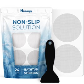 Homergy Anti Slip Shower Stickers 24 PCS, Invisible Non-Slip Shower Circle for Adults, Premium Adhesive Bath Tub Stickers (Clear)