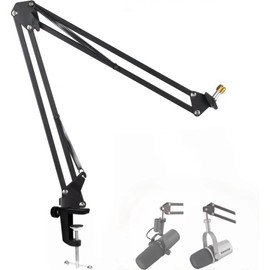 SM7B and MV7 Boom Arm, Heavy Duty Mic Arm Desk Mount Adjustable Suspension Mic Stand Compatible with Shure SM7B and Shure MV7 Vocal Dynamic Microphone