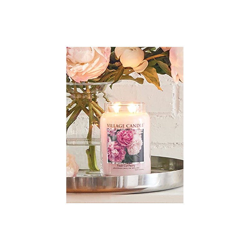 Village Candle Fresh Cut Peony Large Glass Apothecary Jar, Scented