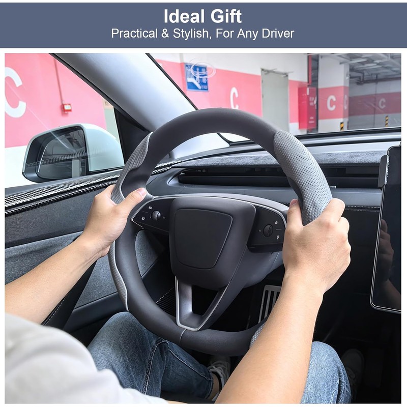 Funda para volante Tesla modelo 3/Y 2016-2025 2026 Juniper/Highland (gris)