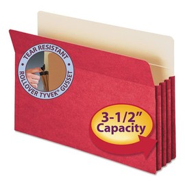 Smead Products - Smead - 3 1/2" Expansion Colored File Pocket, Straight Tab, Legal, Red, 25/Box - Sold As 1 Each - 6 1/2" high gussets reinforced at top with Tyvek strip. - Back of pocket lined with Manila for additional strength and identification of su