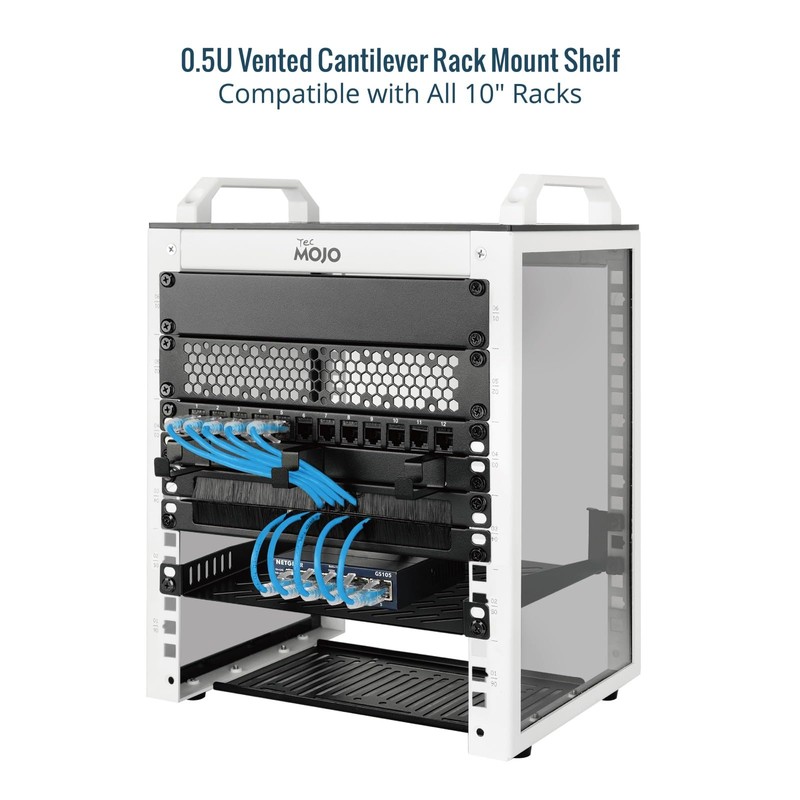 Tecmojo 0.5U Rack Mount Shelf for 10" width Server Rack,