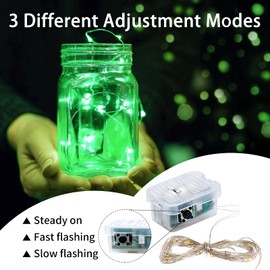 chzk 8 Pack Green Fairy Lights 7Ft 20 LED Twinkle String Lights 3 Modes Battery Operated Waterproof Firefly Starry for Mason Jar Party Wedding Christmas Valentines Day Table Centerpieces