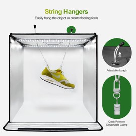 Julius Studio (New Model) 24 x 24 in LED Light Box with Ceiling String Object Hanger, Transparent Clay for Object Positioning, 120 LED Color 10-Level Brightness Adjustable, 4000Lumen, CRI>95, JSAG796