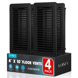 VOISEN Floor Register 4x10, 4 Pack Black Floor Register Vents,Heavy Duty Steel Walkable Floor Vents,Vent Covers for Home Floor