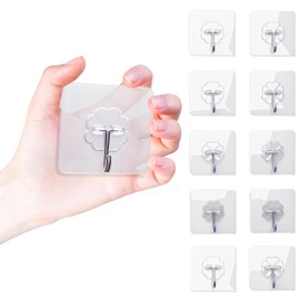 YEibi 10 robuste Klebehaken, Klebehaken für Wand, starke Klebehaken, ohne Bohren, Handtuchhaken, Kleiderbügel, Schlüssel