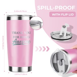Thank You Gifts for Women, Employee Appreciation Gifts for Coworkers Manager Boss Lady, Gift for Employees Teachers Coworkers, Leakproof Insulated Tumbler with Lid and Straw | 20oz (Pink)