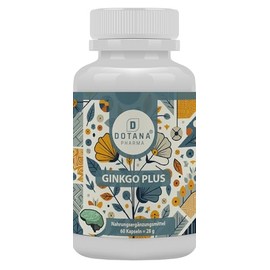 Ginkgo Plus - Komplex mit Ginkgo, Guarana, Kolanuss & B-Vitaminen - Vitamin C, E & Folsäure - 60 Kapseln - Nahrungsergänzungsmittel - Made in Germany - DOTANA PHARMA
