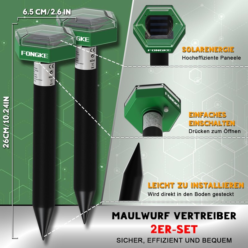 Mole Repeller Vole Repeller, Pack of 2 Vole Shot Traps,