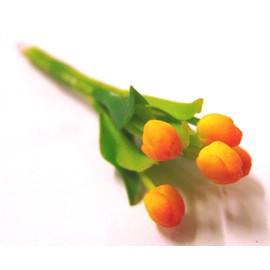 Tumdee Miniatures Dolls House Miniature Bunch of 5 Yellow and Red Tulip Flowers Miniature Accessory