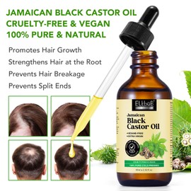 Jamaican Black Castor Oil - for Hair Growth Skin Condition, Eyebrows Eyelashes, Nail Care Grow, Moisturizing Massage Oil for Aromatherapy 2 fl oz